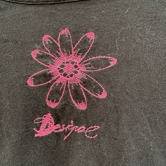 Desigual Dress Y2K Cotton Floral Stitching Rhinestones Metallic Print Large - Picture 11 of 16